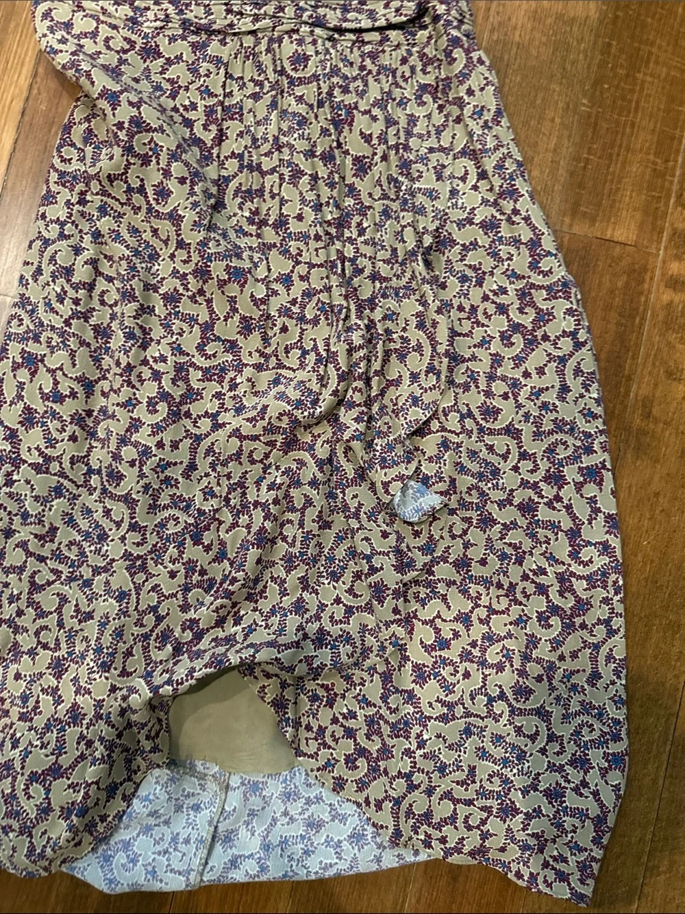 ba&sh Cream and Purple Floral Wrap Midi “Lady Dress” Sz small - Picture 4 of 7